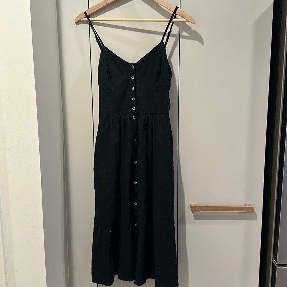Rollas Black Midi Dress